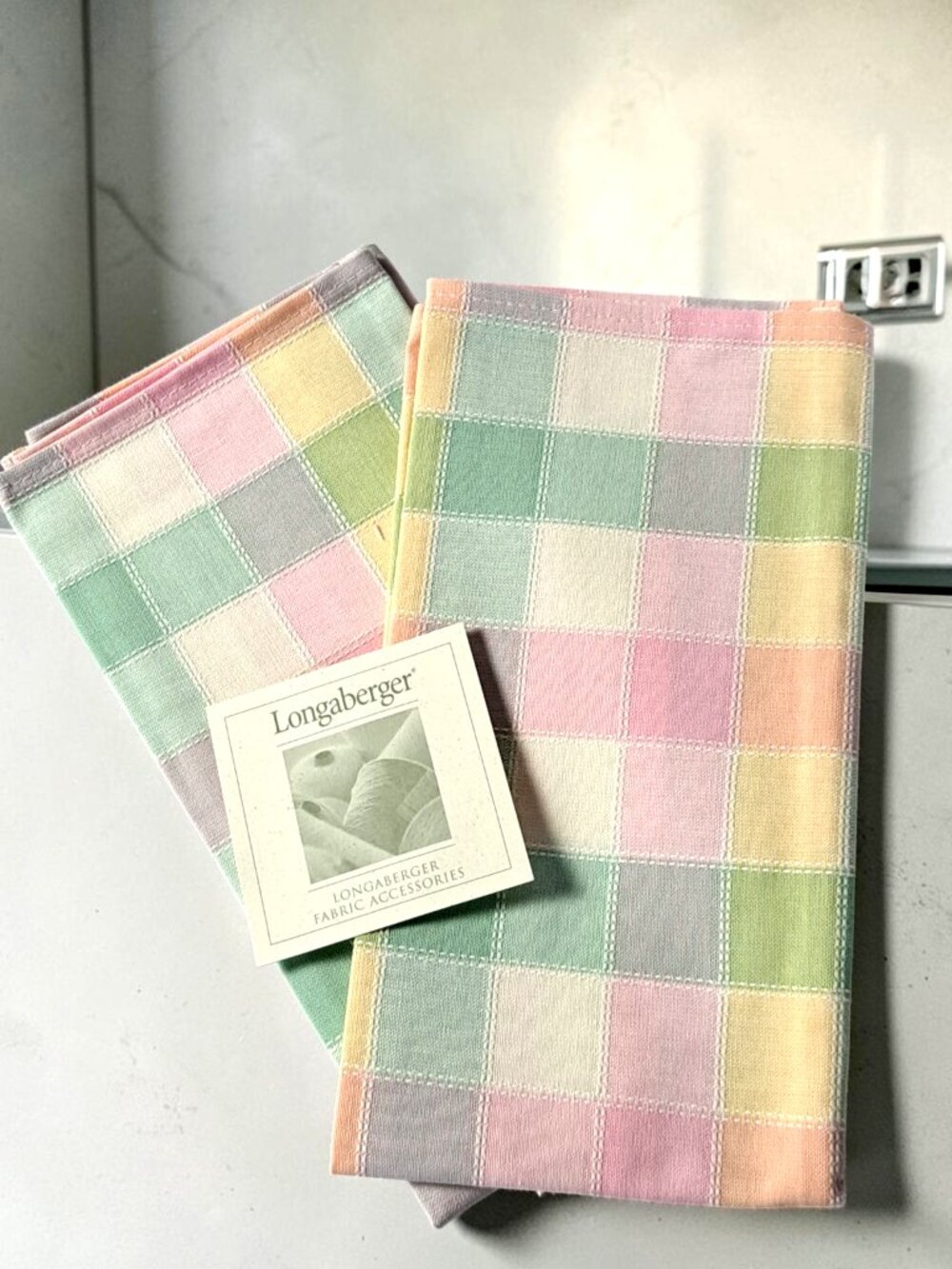 Longaberger Baskets Pastel Plaid Napkins Lot of 2 New in Package